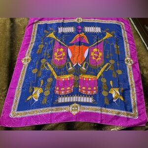 Royal Print Silky Purple Pink Drummer Parade marching band fashion scarf 33x34”